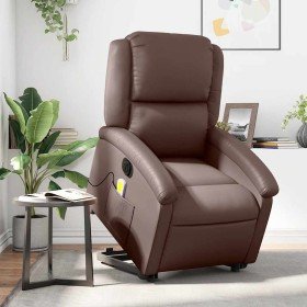 Sillón de masaje elevable eléctrico cuero sintético marrón en Sillones | Comprar online en Foru.es