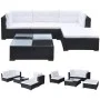 Set muebles de jardín 5 piezas y cojines ratán sintético negro de vidaXL, Conjuntos de jardín - Ref: Foro24-41872, Precio: 51...