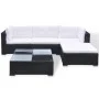 Set muebles de jardín 5 piezas y cojines ratán sintético negro de vidaXL, Conjuntos de jardín - Ref: Foro24-41872, Precio: 51...