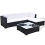 Set muebles de jardín 5 piezas y cojines ratán sintético negro de vidaXL, Conjuntos de jardín - Ref: Foro24-41872, Precio: 49...