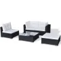 Set muebles de jardín 5 piezas y cojines ratán sintético negro de vidaXL, Conjuntos de jardín - Ref: Foro24-41872, Precio: 51...