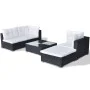 Set muebles de jardín 5 piezas y cojines ratán sintético negro de vidaXL, Conjuntos de jardín - Ref: Foro24-41872, Precio: 51...