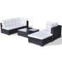 Set muebles de jardín 5 piezas y cojines ratán sintético negro de vidaXL, Conjuntos de jardín - Ref: Foro24-41872, Precio: 49...