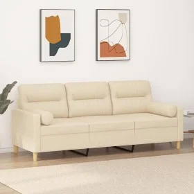3-Sitzer-Sofa mit cremefarbenen Stoffkissen 180 cm von , Sofas - Ref: Foro24-3200831, Preis: 271,69 €, Rabatt: %
