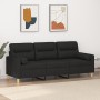 Sofá de 3 plazas con cojines tela negro 180 cm de , Sofás - Ref: Foro24-3200833, Precio: 319,65 €, Descuento: %