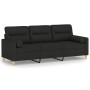 Sofá de 3 plazas con cojines tela negro 180 cm de , Sofás - Ref: Foro24-3200833, Precio: 319,65 €, Descuento: %