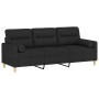 Sofá de 3 plazas con cojines tela negro 180 cm de , Sofás - Ref: Foro24-3200833, Precio: 319,65 €, Descuento: %