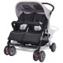 Gray and black steel twin stroller by vidaXL, Baby strollers - Ref: Foro24-10110, Price: 199,81 €, Discount: %