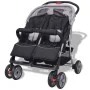 Gray and black steel twin stroller by vidaXL, Baby strollers - Ref: Foro24-10110, Price: 199,81 €, Discount: %