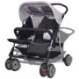 Gray and black steel twin stroller by vidaXL, Baby strollers - Ref: Foro24-10110, Price: 199,81 €, Discount: %