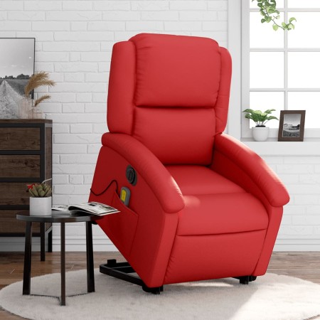 Sillón de majaje elevable eléctrico cuero artificial rojo en Sillones | Comprar online en Foru.es