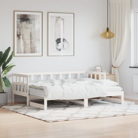 Sofá cama nido madera maciza de pino blanco 90x190 cm de , Camas y somieres - Ref: Foro24-836211, Precio: 191,75 €, Descuento: %