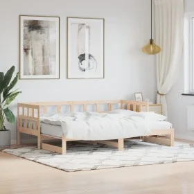 Trundle sofa bed solid pine wood 80x200 cm by , Beds and slatted bases - Ref: Foro24-836207, Price: 154,50 €, Discount: %