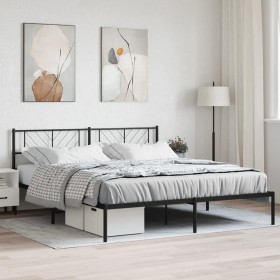 Estructura de cama con cabecero metal negro 180x200 cm de , Camas y somieres - Ref: Foro24-372183, Precio: 110,44 €, Descuent...