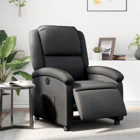 Sillón reclinable eléctrico de cuero auténtico negro en Sillones | Comprar online en Foru.es