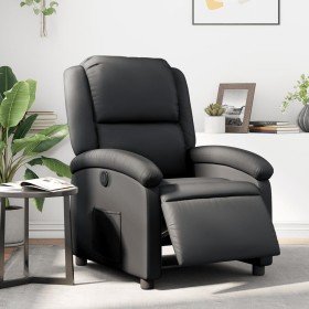 Sillón reclinable eléctrico de cuero auténtico negro en Sillones | Comprar online en Foru.es