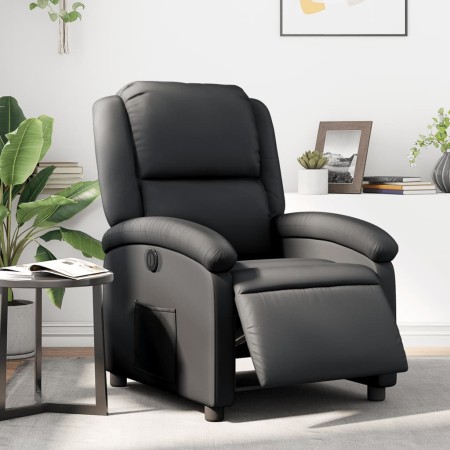 Sillón reclinable eléctrico de cuero auténtico negro en Sillones | Comprar online en Foru.es