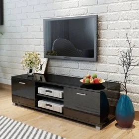 Glossy black TV cabinet 140x40.5x35 cm by vidaXL, TV Furniture - Ref: Foro24-243044, Price: 119,92 €, Discount: %