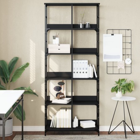 Estantería de madera de ingeniería negra 78,5x33x188,5 cm de , Librerías y estanterías - Ref: Foro24-835259, Precio: 99,22 €,...