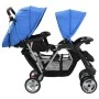 Carrito para 2 niños tandem de acero azul y negro de vidaXL, Cochecitos de bebé - Ref: Foro24-10112, Precio: 207,55 €, Descue...