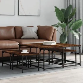 Mesas de centro apilables 5 pzas madera ingeniería roble humo de , Mesas de centro - Ref: Foro24-835336, Precio: 77,23 €, Des...