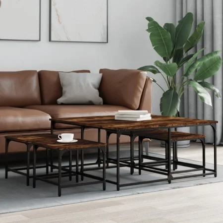 Mesas de centro apilables 5 pzas madera ingeniería roble humo de , Mesas de centro - Ref: Foro24-835336, Precio: 77,23 €, Des...