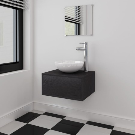 Conjunto de mueble y lavabo 3 piezas negro de vidaXL, Muebles de baño - Ref: Foro24-272225, Precio: 97,36 €, Descuento: %