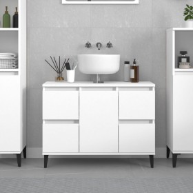 Armario para lavabo madera contrachapada blanco 80x33x60 cm de , Tocadores de baño - Ref: Foro24-821276, Precio: 98,63 €, Des...