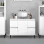 Armario para lavabo madera contrachapada blanco 80x33x60 cm de , Tocadores de baño - Ref: Foro24-821276, Precio: 98,63 €, Des...