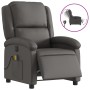 Sillón reclinable eléctrico de cuero auténtico gris en Sillones | Comprar online en Foru.es