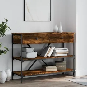 Mesa consola cajones estantes madera ingeniería roble ahumado de , Mesas auxiliares - Ref: Foro24-833405, Precio: 95,03 €, De...