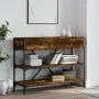 Mesa consola cajones estantes madera ingeniería roble ahumado de , Mesas auxiliares - Ref: Foro24-833405, Precio: 95,03 €, De...