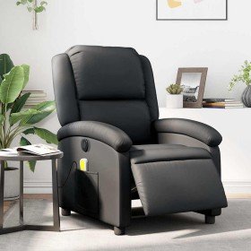 Sillón reclinable de masaje eléctrico cuero auténtico negro en Sillones | Comprar online en Foru.es