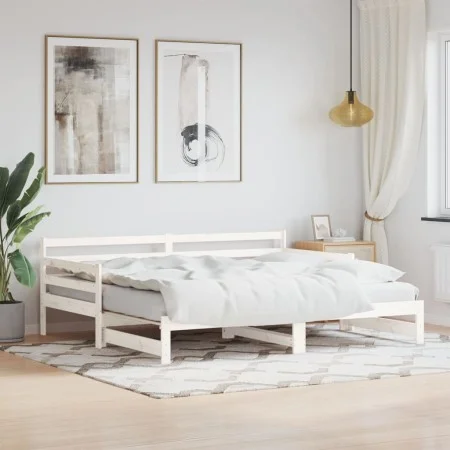 Sofá cama nido madera maciza de pino blanco 90x200 cm de , Camas y somieres - Ref: Foro24-836148, Precio: 192,15 €, Descuento: %
