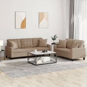2-teilige Sofagarnitur aus Cappuccino-Kunstleder mit Kissen von , Sofas - Ref: Foro24-3201392, Preis: 485,25 €, Rabatt: %