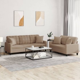Juego de sofás con cojines 2 piezas cuero sintético capuchino de , Sofás - Ref: Foro24-3201392, Precio: 492,05 €, Descuento: %