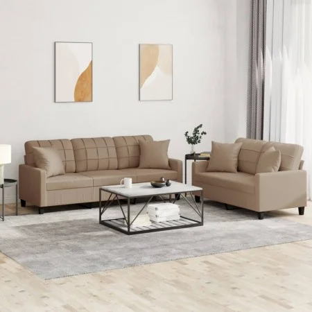 Juego de sofás con cojines 2 piezas cuero sintético capuchino de , Sofás - Ref: Foro24-3201392, Precio: 485,25 €, Descuento: %