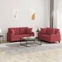 Juego de sofás con cojines 2 piezas cuero sintético rojo tinto de , Sofás - Ref: Foro24-3201371, Precio: 479,04 €, Descuento: %