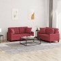 Juego de sofás con cojines 2 piezas cuero sintético rojo tinto de , Sofás - Ref: Foro24-3201371, Precio: 486,17 €, Descuento: %