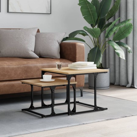 Mesa de centro apilable 2 pzas madera ingeniería roble Sonoma de , Mesas de centro - Ref: Foro24-833369, Precio: 43,89 €, Des...