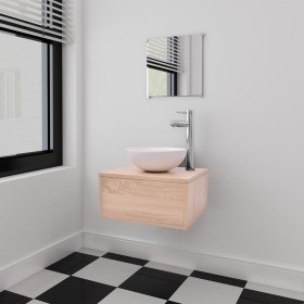 Conjunto de mueble y lavabo 3 piezas beige de vidaXL, Muebles de baño - Ref: Foro24-272226, Precio: 126,93 €, Descuento: %