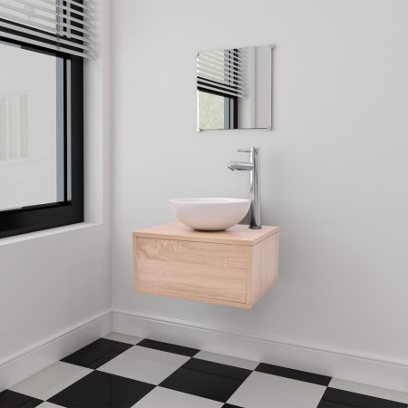 Conjunto de mueble y lavabo 3 piezas beige de vidaXL, Muebles de baño - Ref: Foro24-272226, Precio: 126,93 €, Descuento: %