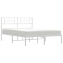 Estructura de cama de metal con cabecero blanca 135x190 cm de , Camas y somieres - Ref: Foro24-355315, Precio: 99,18 €, Descu...