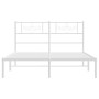 Estructura de cama de metal con cabecero blanca 135x190 cm de , Camas y somieres - Ref: Foro24-355315, Precio: 99,18 €, Descu...