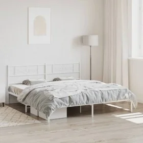 Metallbettgestell mit weißem Kopfteil 193x203 cm von , Betten und Lattenroste - Ref: Foro24-355322, Preis: 109,19 €, Rabatt: %