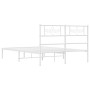 Estructura de cama de metal con cabecero blanca 135x190 cm de , Camas y somieres - Ref: Foro24-355315, Precio: 99,18 €, Descu...