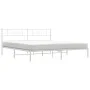 Metal bed frame with white headboard 193x203 cm by , Beds and slatted bases - Ref: Foro24-355322, Price: 109,19 €, Discount: %