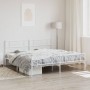 Estructura cama metal con cabecero y estribo blanco 200x200 cm de , Camas y somieres - Ref: Foro24-355341, Precio: 129,89 €, ...