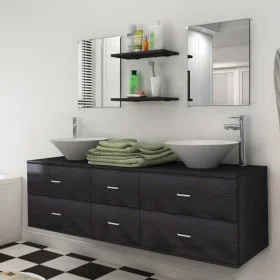 Conjunto de muebles de baño y lavabo 7 piezas negro de vidaXL, Muebles de baño - Ref: Foro24-272231, Precio: 361,85 €, Descue...