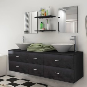 Conjunto de muebles de baño y lavabo 7 piezas negro de vidaXL, Muebles de baño - Ref: Foro24-272231, Precio: 401,27 €, Descue...